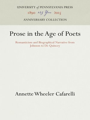 cover image of Prose in the Age of Poets